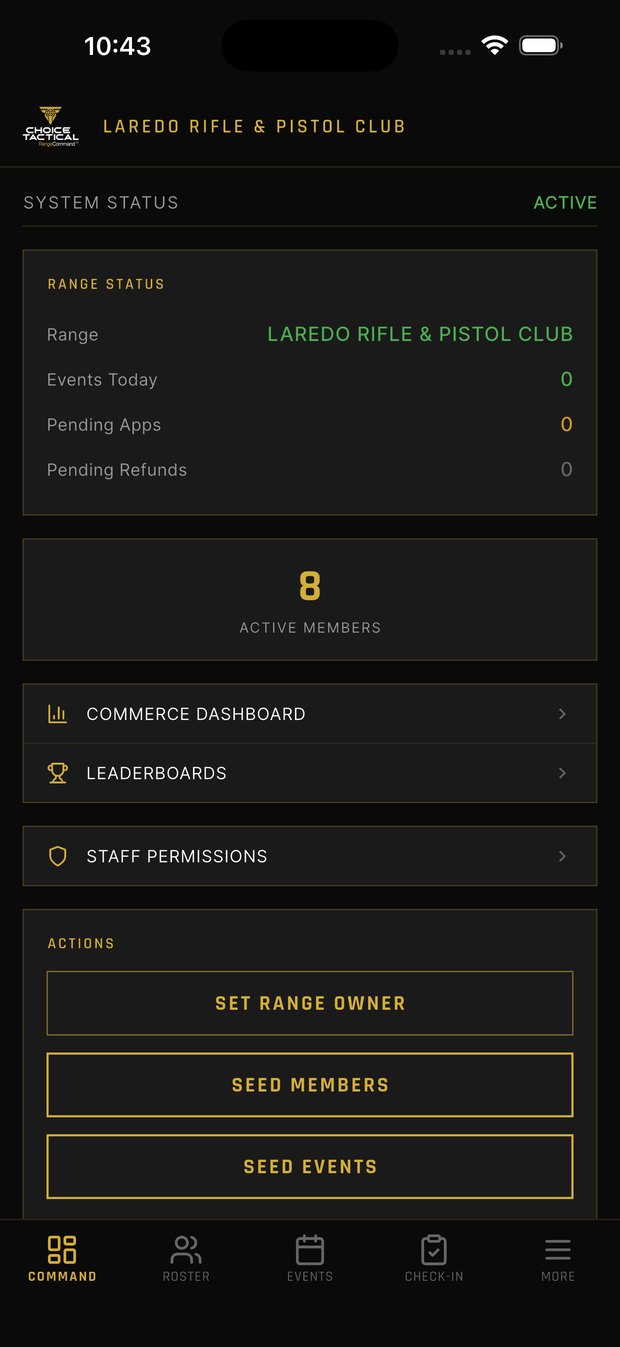 Range Command admin dashboard